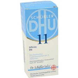 Die Packung zeigt Schüßler-Salze Nummer 11, Silicea D6 Tabletten.