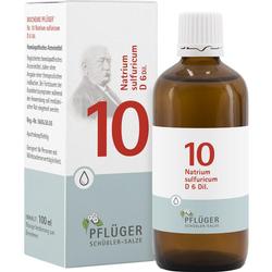 Braune Flasche und Verpackung mit der Aufschrift "Natrium sulfuricum D 6 Dil.".